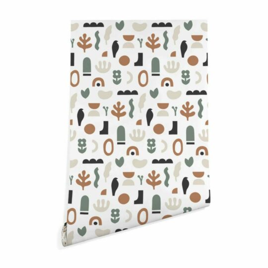 Neutral boho shapes wallpaper peel and stick
