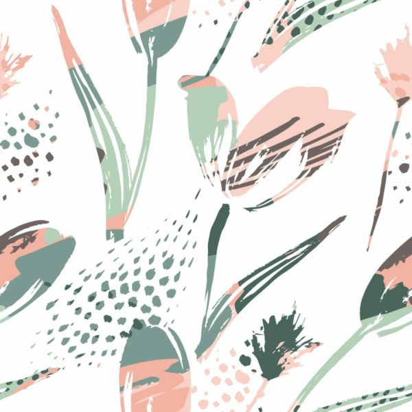 Abstract floral removable wallpaper