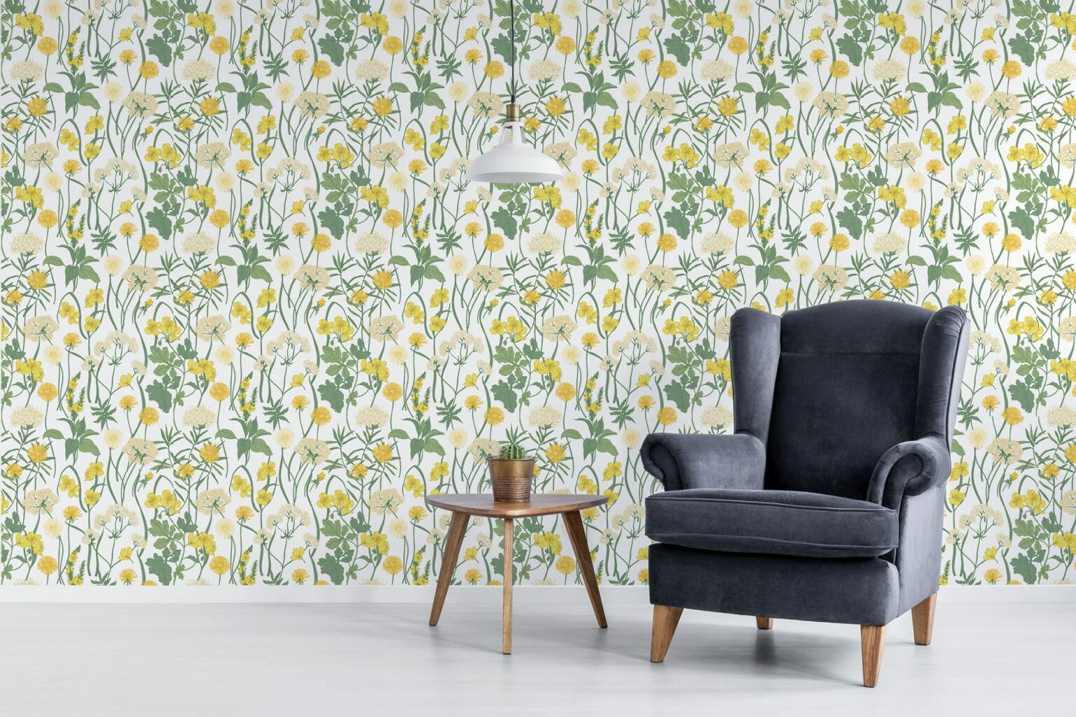 Green and white floral peel and stick wallpaper - Fancy Walls