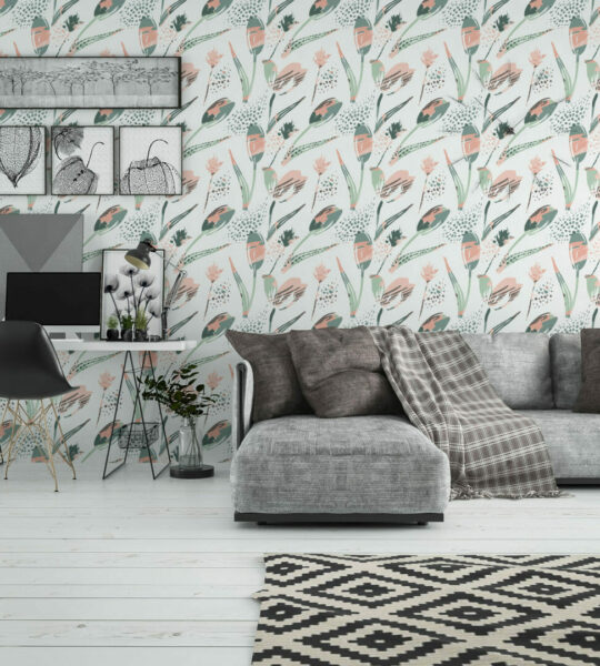 Abstract floral peel and stick removable wallpaper