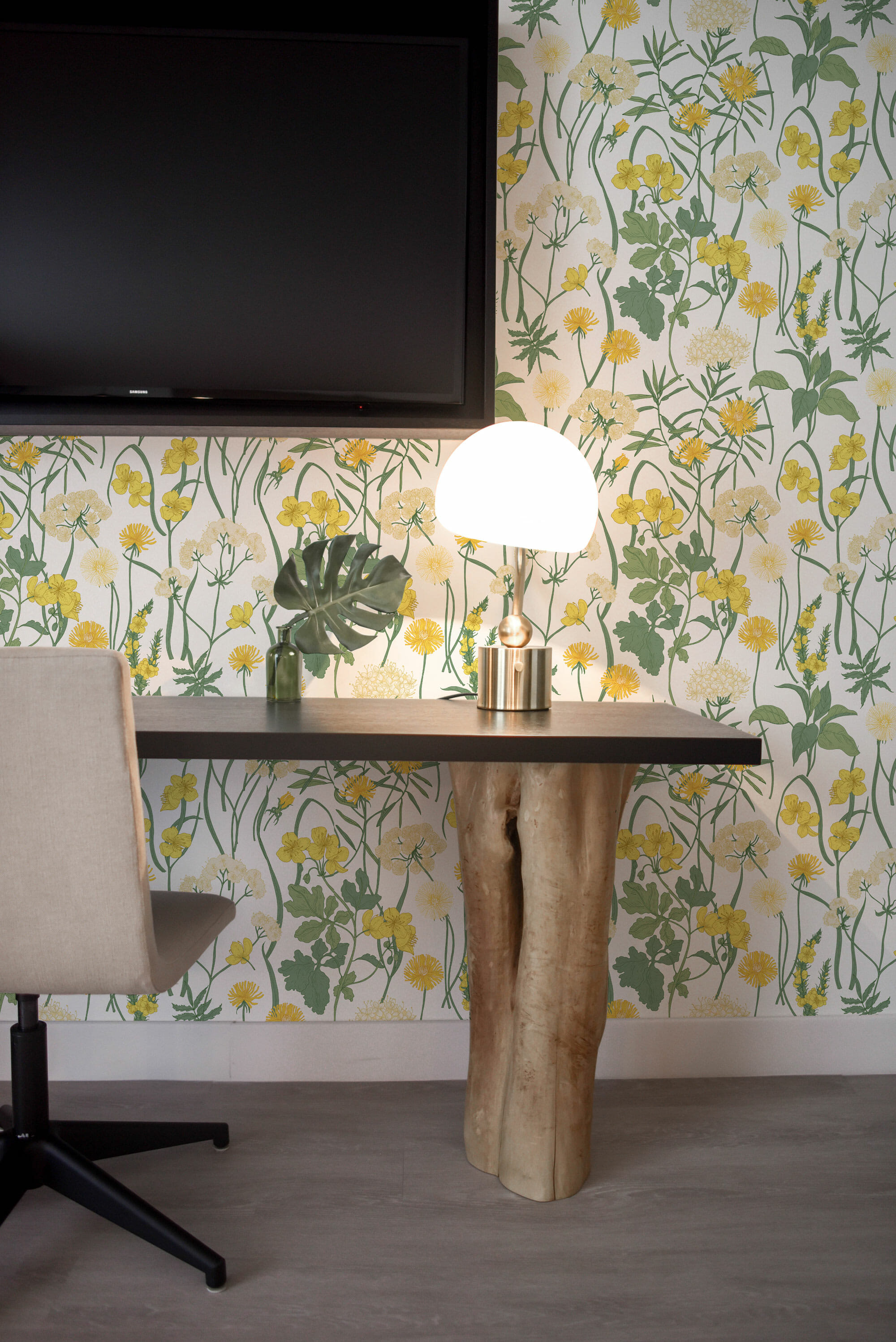 Green and white floral peel and stick wallpaper | Fancy Walls