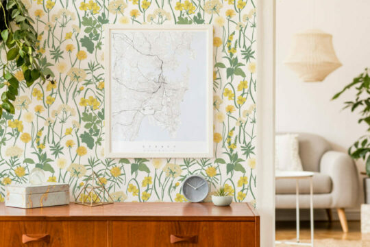 Vintage wildflower temporary wallpaper