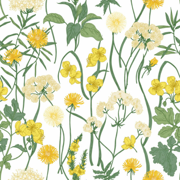 Vintage wildflower removable wallpaper