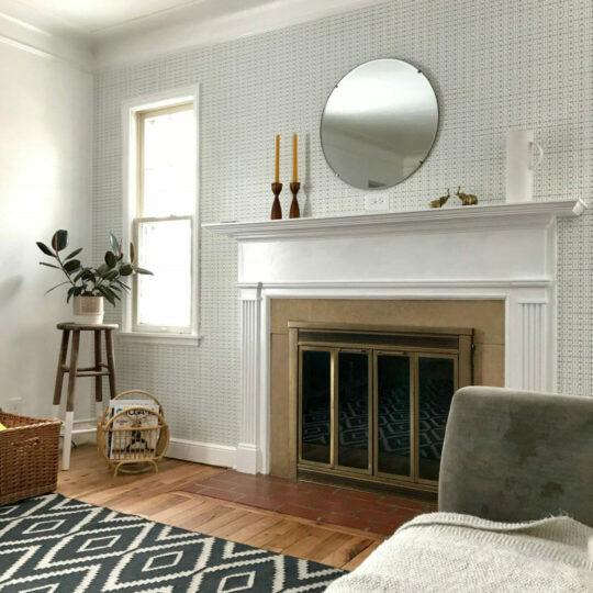Green geometric wallpaper for walls
