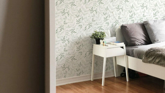 White and green leaf self adhesive wallpaper