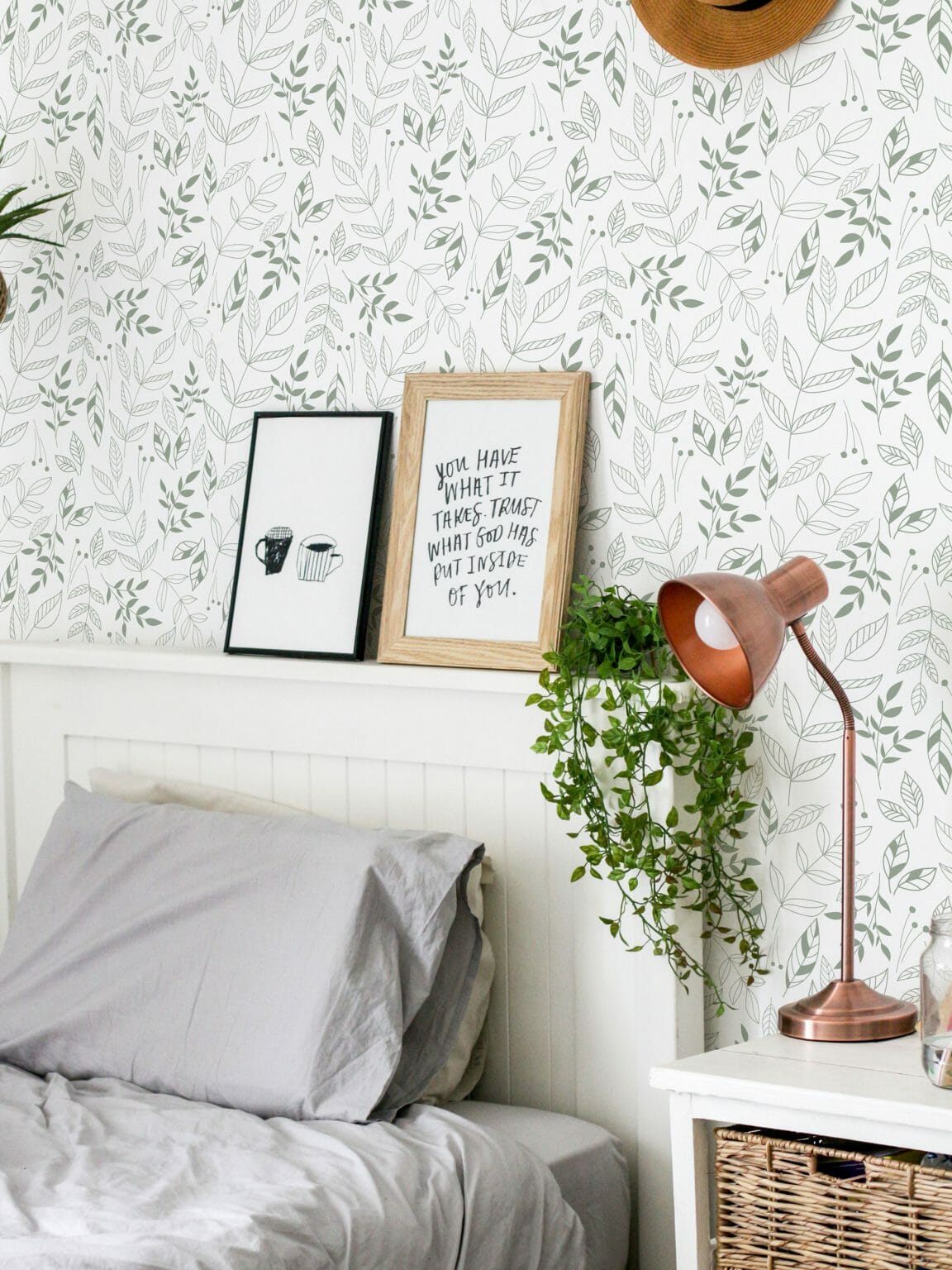 Green leaf peel and stick wallpaper | Fancy Walls