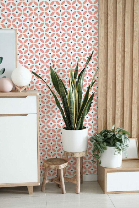 Pink geometric circles wallpaper for walls