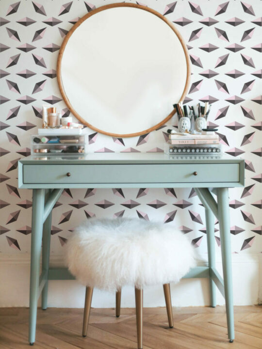 Pink and white diamond peel stick wallpaper
