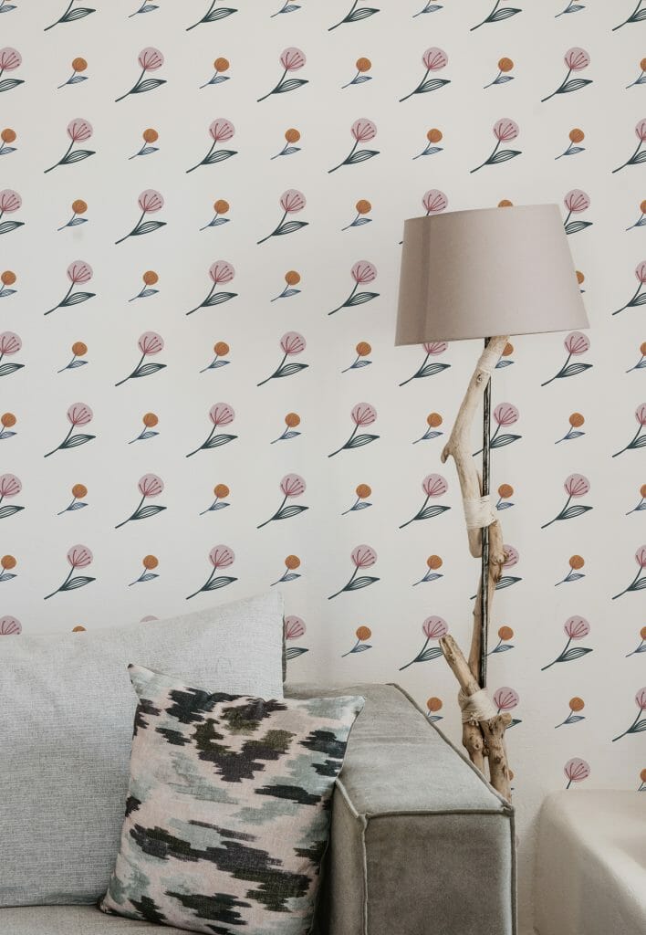 Pink and white floral peel and stick wallpaper | Fancy Walls