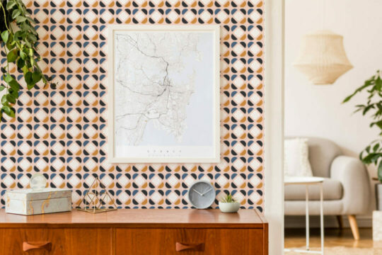 Geometric retro peel and stick wallpaper
