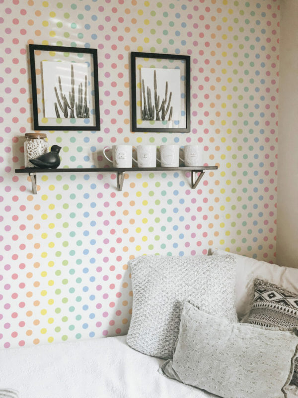 Multicolor polka dot stick on wallpaper