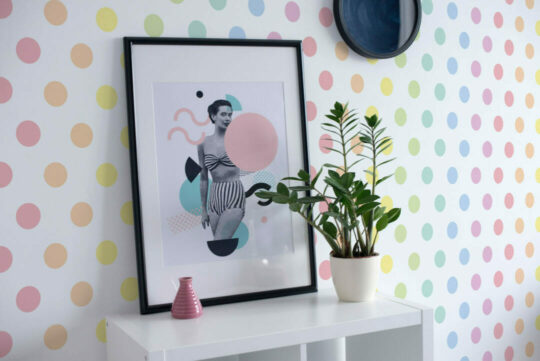 Multicolor polka dot peel and stick removable wallpaper