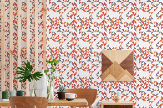 Multicolor geometric triangle peel and stick removable wallpaper