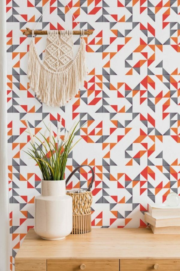 Multicolor geometric triangle sticky wallpaper