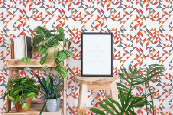 Multicolor geometric triangle peel and stick wallpaper