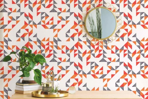 Multicolor geometric triangle peel stick wallpaper