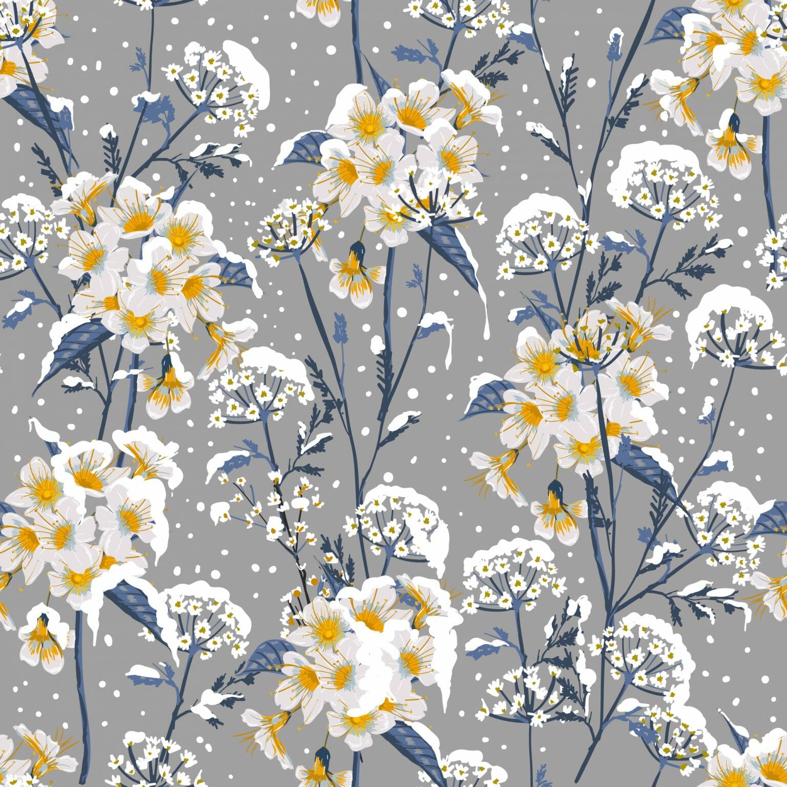 Yellow and gray floral peel and stick wallpaper - Fancy Walls