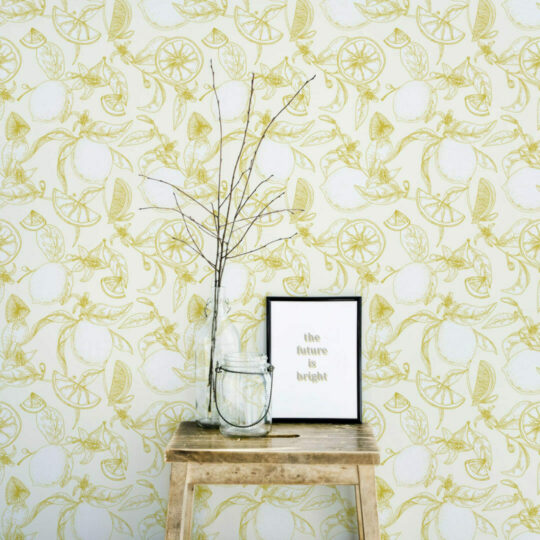 Aesthetic lemon self adhesive wallpaper