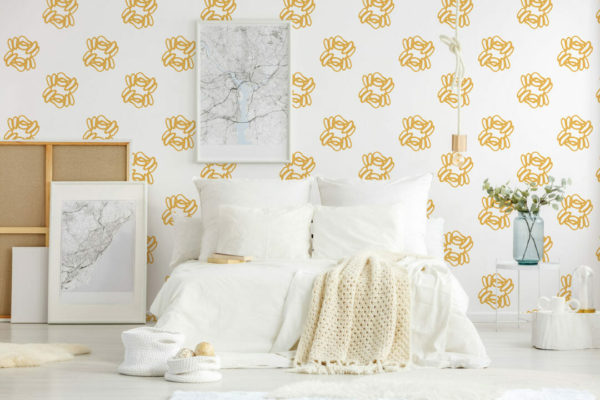 Yellow abstract shape peel and stick removable wallpaper