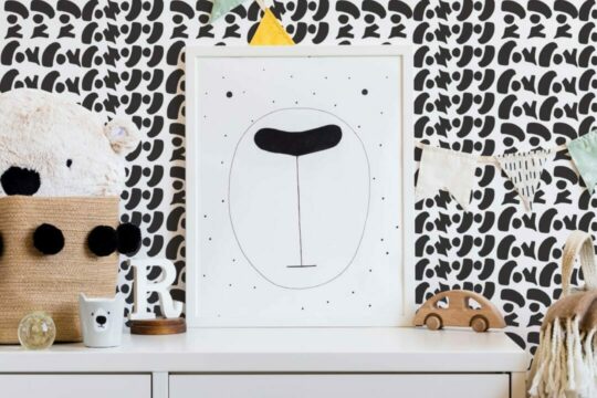 Bold print stick on wallpaper