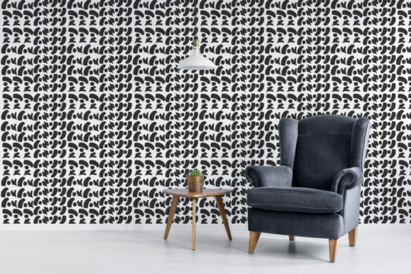 Bold print peel and stick wallpaper