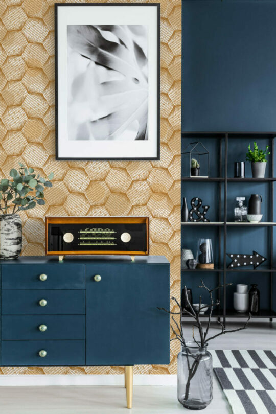 Honeycomb peel and stick wallpaper