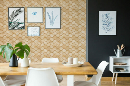Honeycomb stick on wallpaper