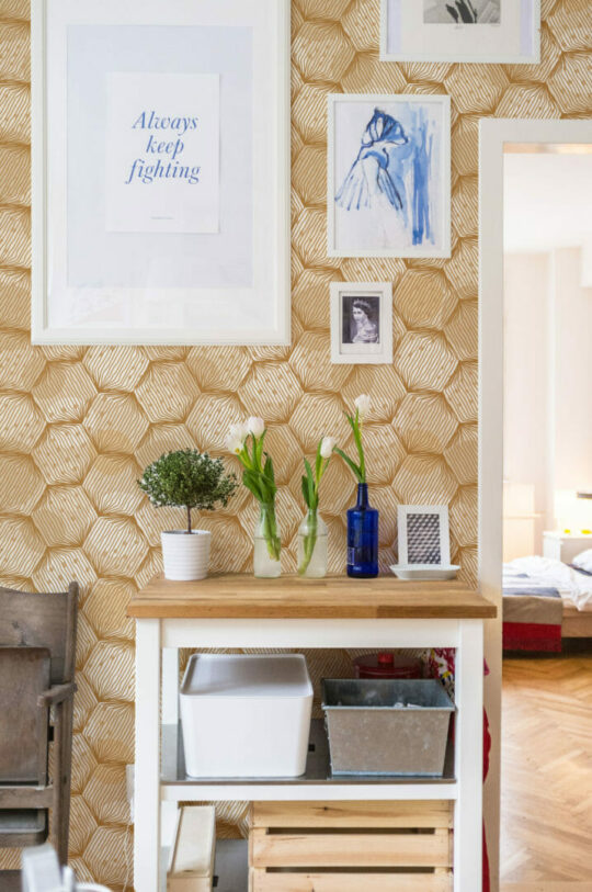 Honeycomb wallpaper peel and stick