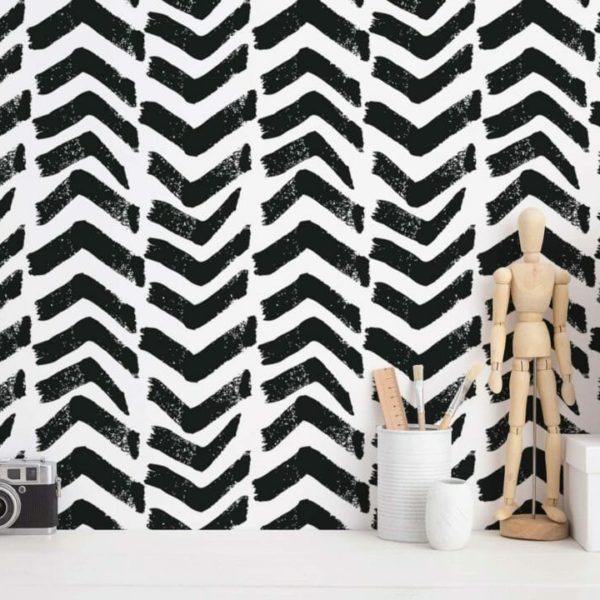 black and white arrow stick and peel wallpaper