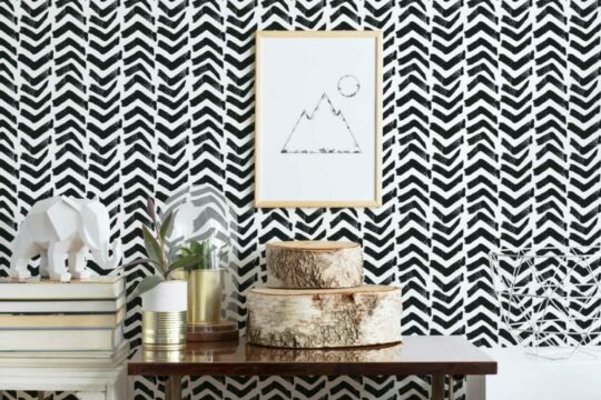 Grunge brush stroke herringbone wallpaper for walls