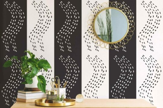 Black and white abstract stick on wallpaper