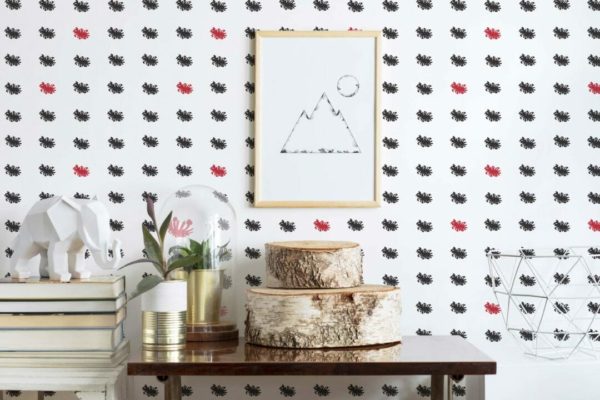Red and black geometric wallpaper for walls