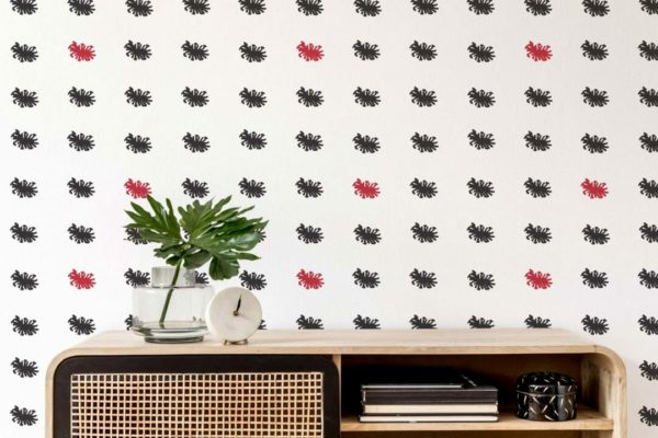 Red and black geometric self adhesive wallpaper