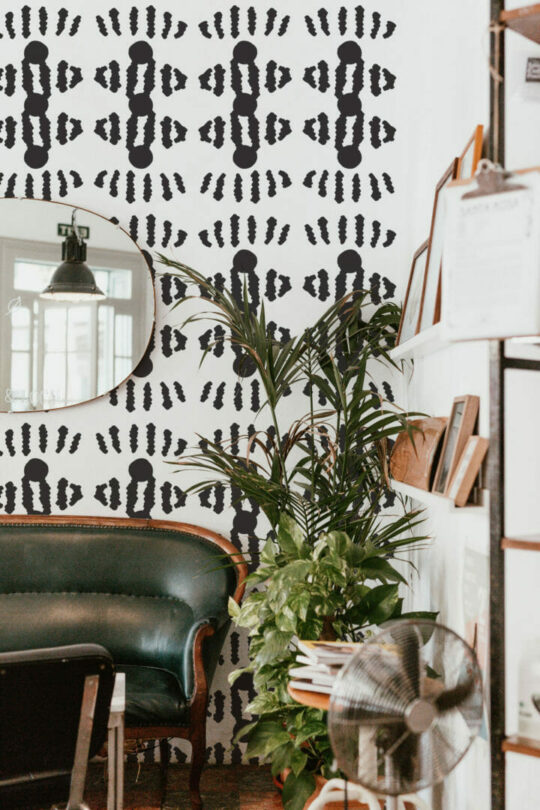 Ink ornament peel and stick wallpaper