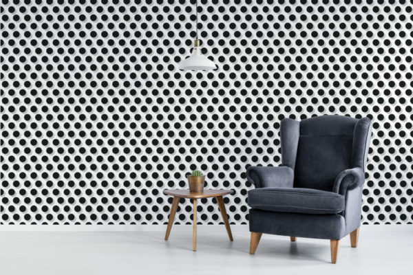 Black and white retro dots wallpaper peel and stick
