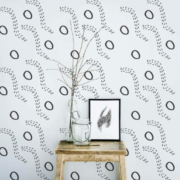 Abstract lines and circles peel and stick removable wallpaper