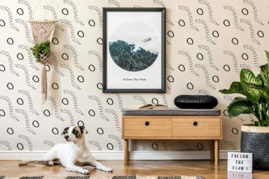 Abstract lines and circles self adhesive wallpaper