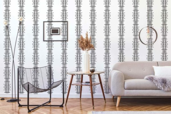 Boho stripe peel and stick removable wallpaper