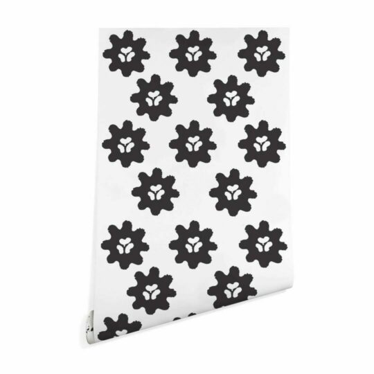 Black and white floral stick on wallpaper