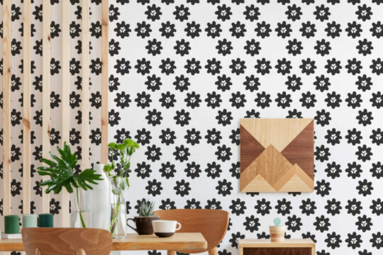 Black and white floral peel stick wallpaper