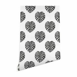 Black and white monstera leaf wallpaper | Fancy Walls