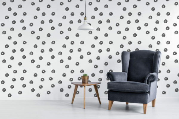 Black and white abstract circle peel and stick removable wallpaper