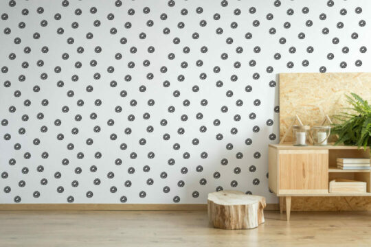 Black and white abstract circle peel and stick wallpaper