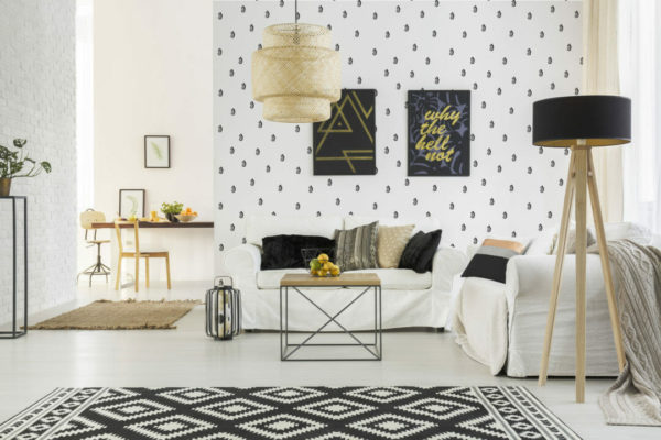 Black and white geometric shape stick on wallpaper