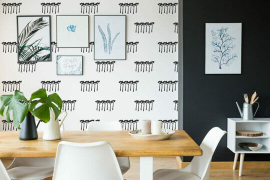 Black and white trees peel stick wallpaper