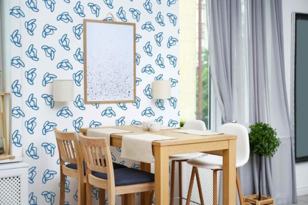 Blue abstract shape peel and stick removable wallpaper