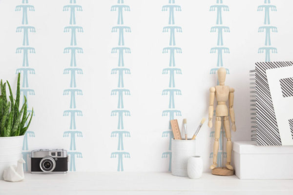 Blue boho peel and stick wallpaper