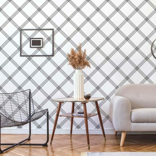 Simple Grid Checkered Seamless Pattern In Modern Farmhouse Natural