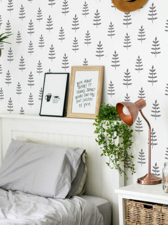 Fir tree peel and stick wallpaper