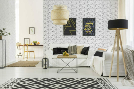 Black and white polygon self adhesive wallpaper